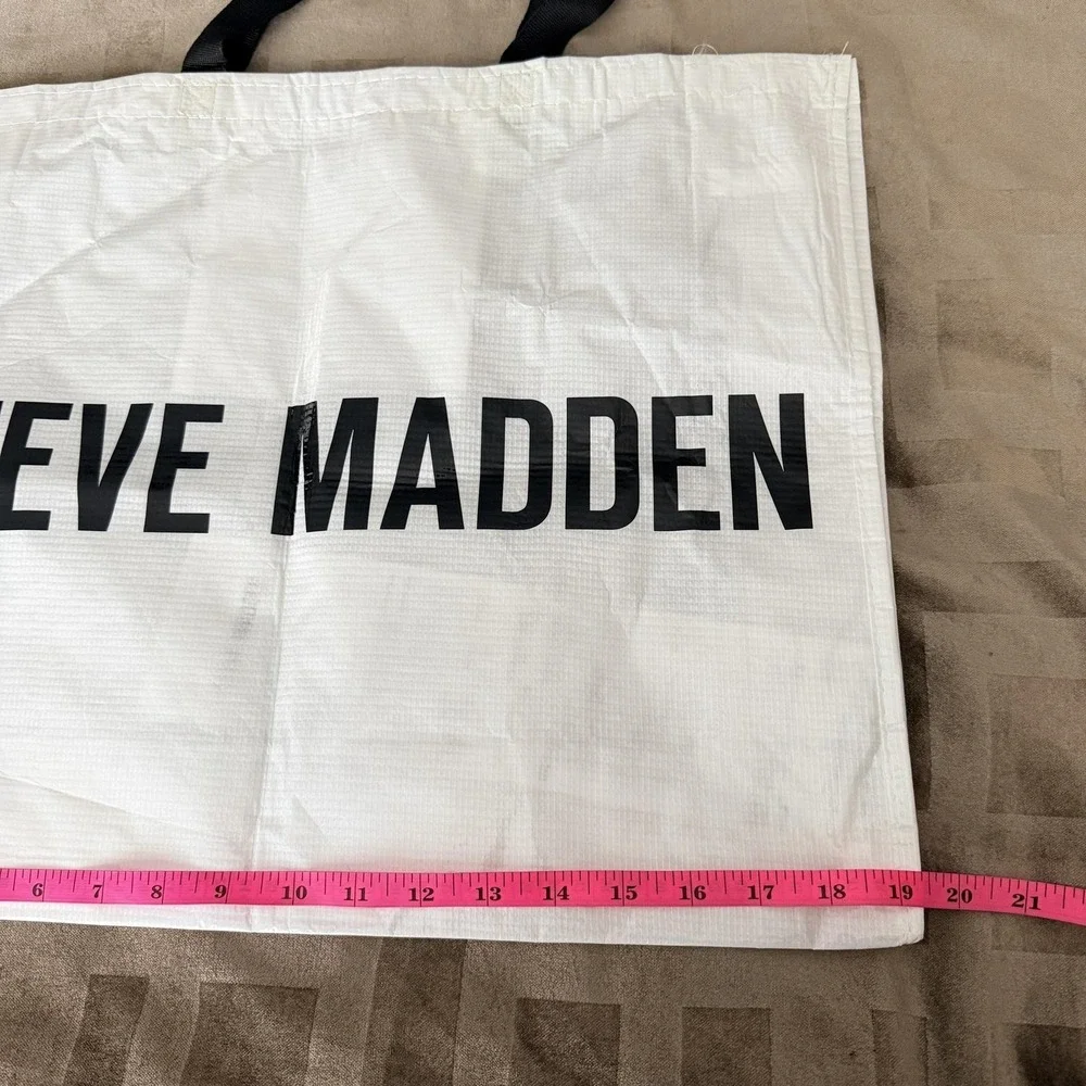 Steve‎ Madden Tote Bag Womens XL White Logo Reusable Recycled Shopper Carryall
